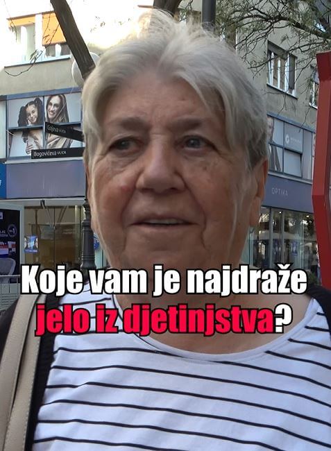 Starija ženska osoba odgovara na pitanje koja joj je najdraža hrana iz djetinjstva