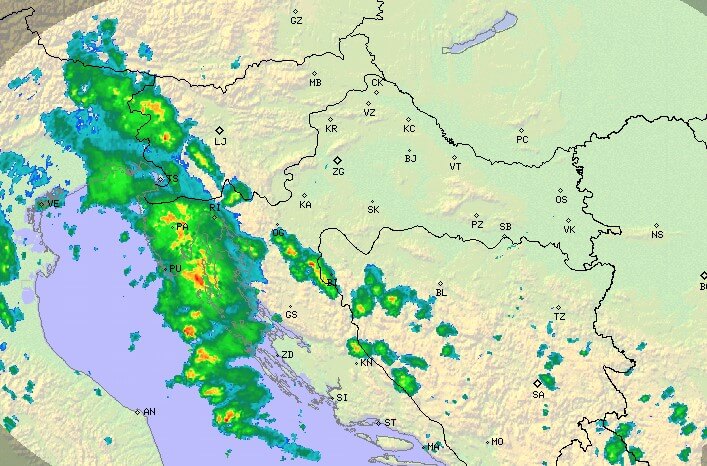 Nevrijeme stiglo u Hrvatsku DHMZ | Snimak zaslona