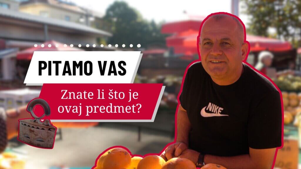 Prodavač na tržnici i tekst pored njega