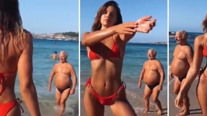 Postao hit: Stariji gospodin u kupaćim gaćama prošetao manekenki kroz kadar