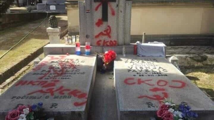 Grob Ante Pavelića u Madridu išaran ćirilicom i komunističkim simbolima